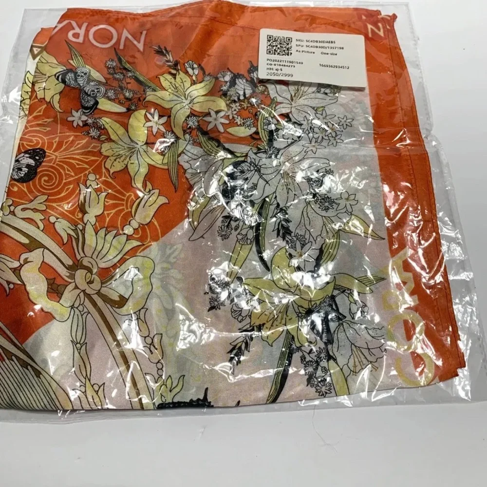 Floral Scarf with Orange Border Nora Cora